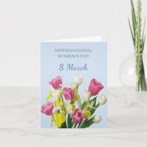 International Womens Day pink and white tulips Card