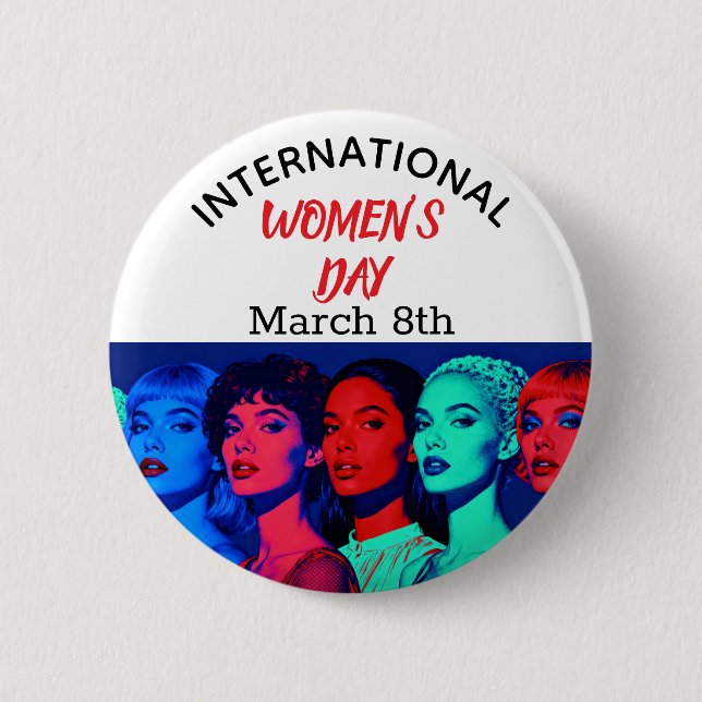 International Women's Day | Pop Art  Button (Front)