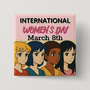 International Women's Day   Pop Art  Button