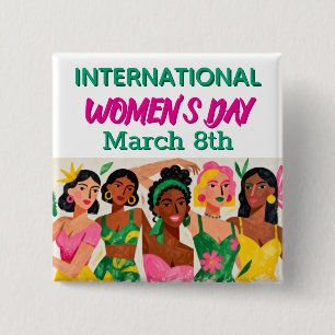 International Women's Day   Pop Art  Button