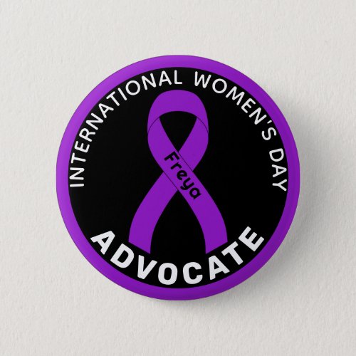 International Womens Day Ribbon Black Button