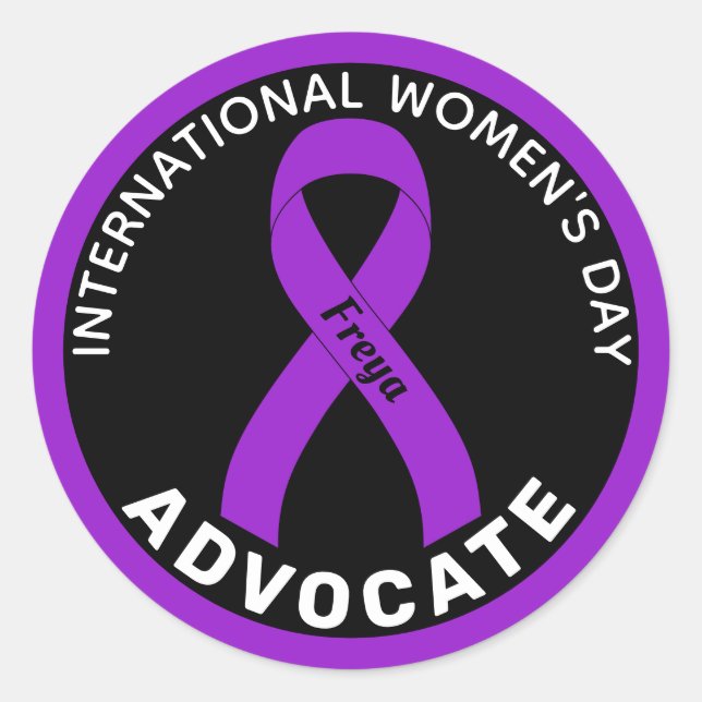 International Women's Day Ribbon Black Classic Round Sticker (Front)