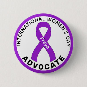 International Women's Day Ribbon White Button