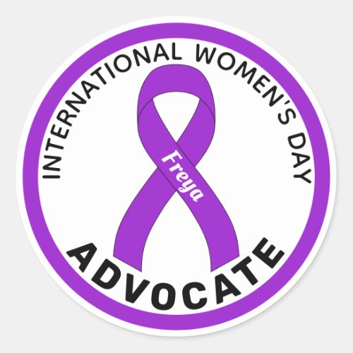 International Womens Day Ribbon White Classic Round Sticker