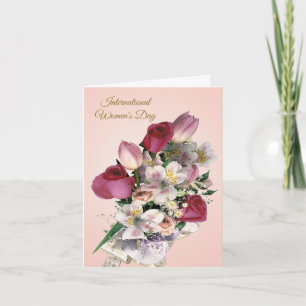 International Women's Day, roses & tulips Card