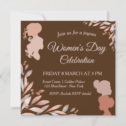 International Womens Day Watercolor Foliage Invitation