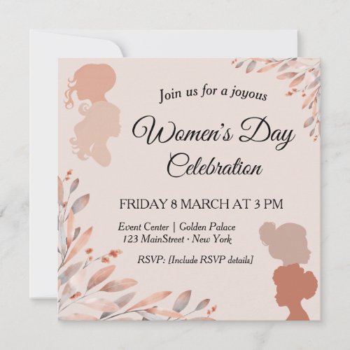 International Womens Day Watercolor Foliage Invitation