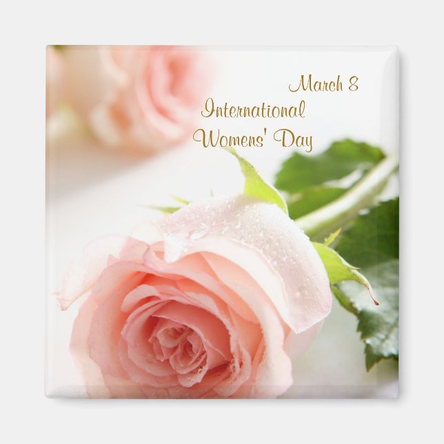 International Womens' Day. White pink rose Magnet (Front)