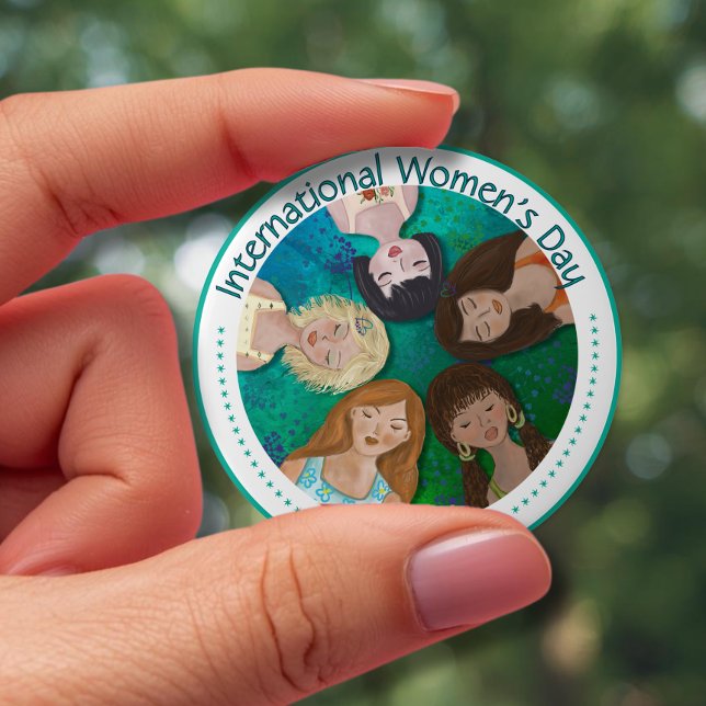 International Women's Day with Diverse Characters  Button ( International Women's Day with Diverse Characters Button)