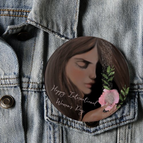 International Womens Day with Flower Button