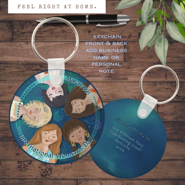 International Women's Day Women Portraits blue Keychain (International Women's Day Women Portraits blue Keychain)