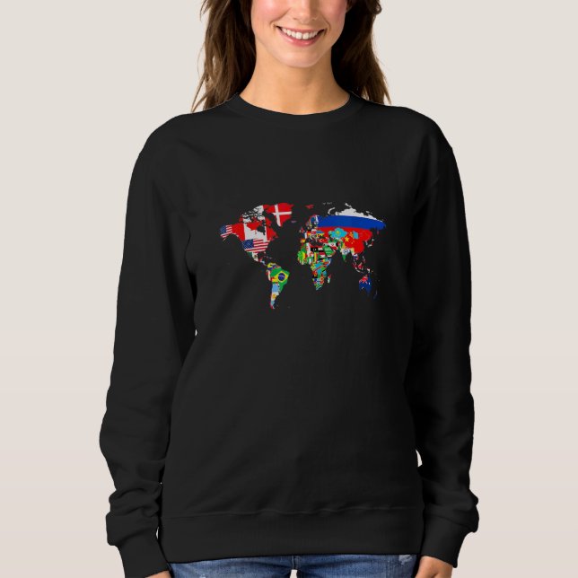 International World Flags Flags World Map For Kids Sweatshirt (Front)