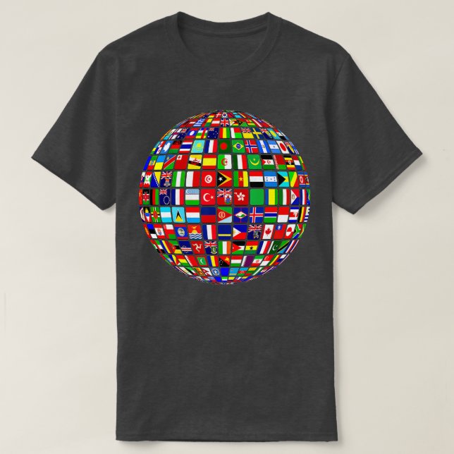 International World Flags  Flags World Map  T-Shirt (Design Front)