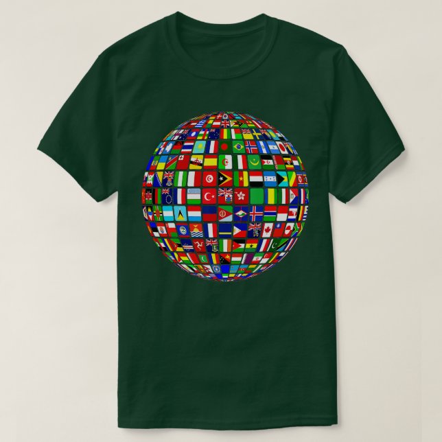 International World Flags  Flags World Map  T-Shirt (Design Front)