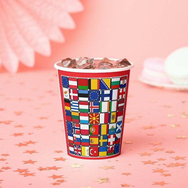 International World Flags Paper Cups (Insitu)