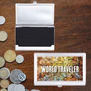 International World Map Abstract Traveler Business Card Case