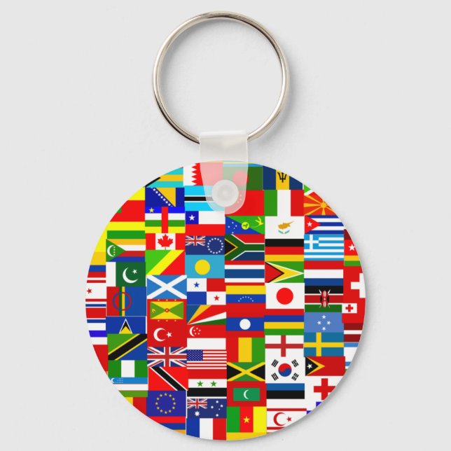 International World Wide Flag Collage Keychain (Front)