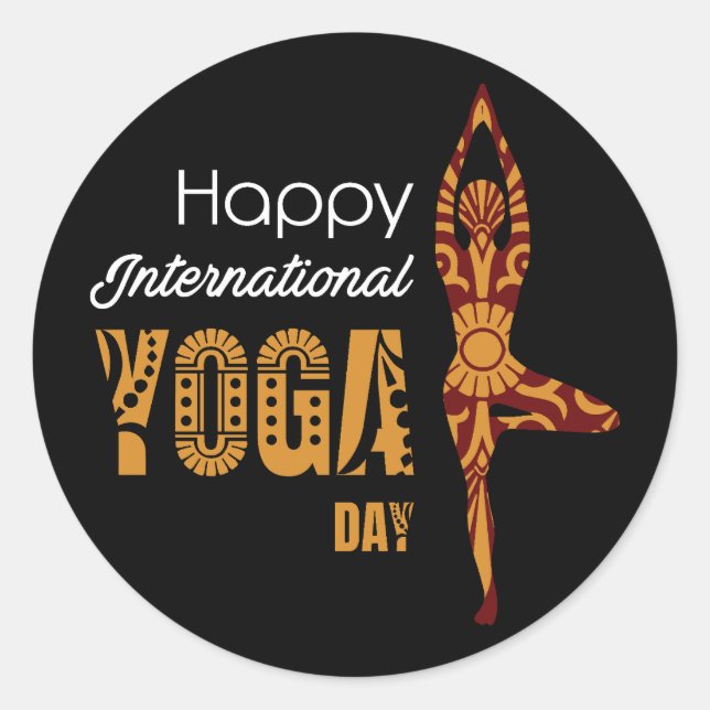 International Yoga Day Classic Round Sticker (Front)