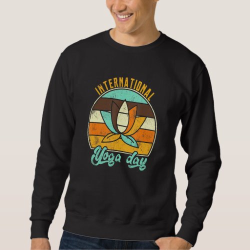 International Yoga Day Graphic Retro Style Sweatshirt