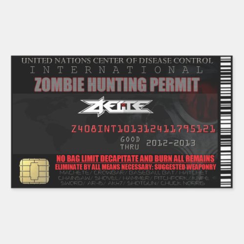 International Zombie Hunting Permit Sticker