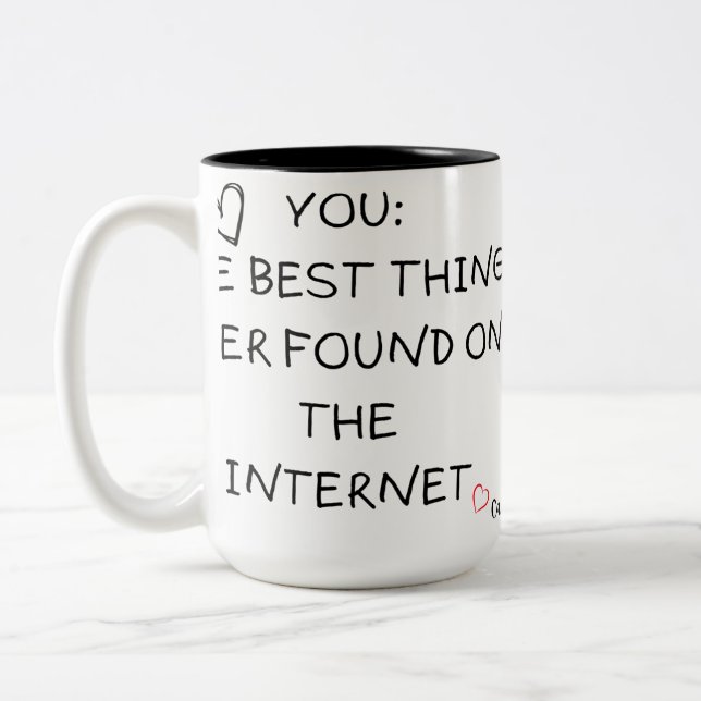 Internet Dating Gift, Online Dating, Online  Two-Tone Coffee Mug (Left)