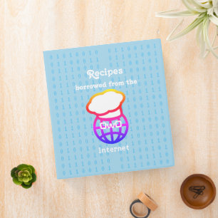Internet Logo in a Chef Hat Recipe 3 Ring Binder