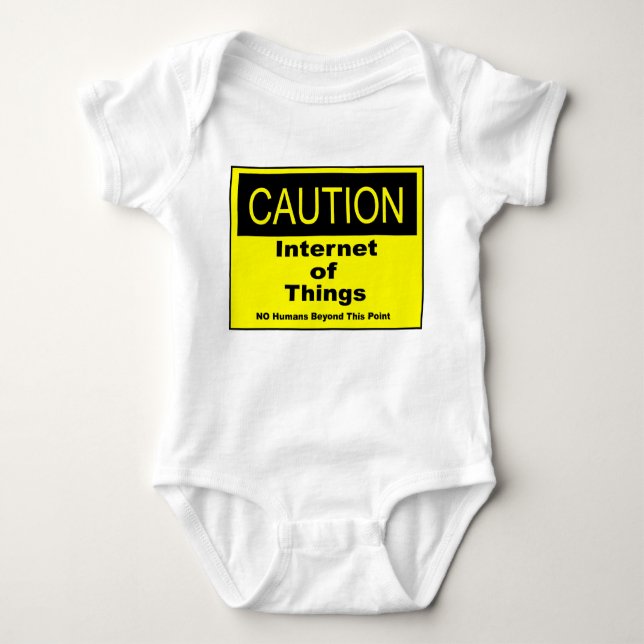 Internet of Things IoT Caution Warning Sign Baby Bodysuit (Front)
