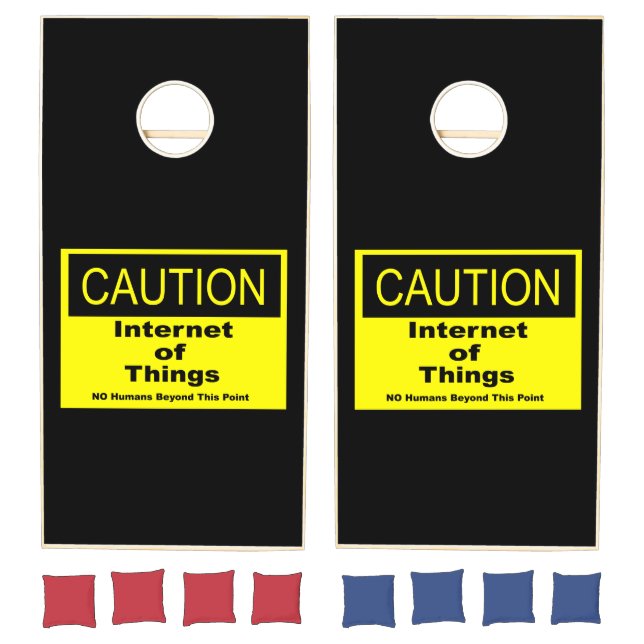 Internet of Things IoT Caution Warning Sign Cornhole Set (Set)