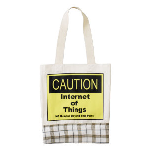 Internet of Things IoT Caution Warning Sign Zazzle HEART Tote Bag