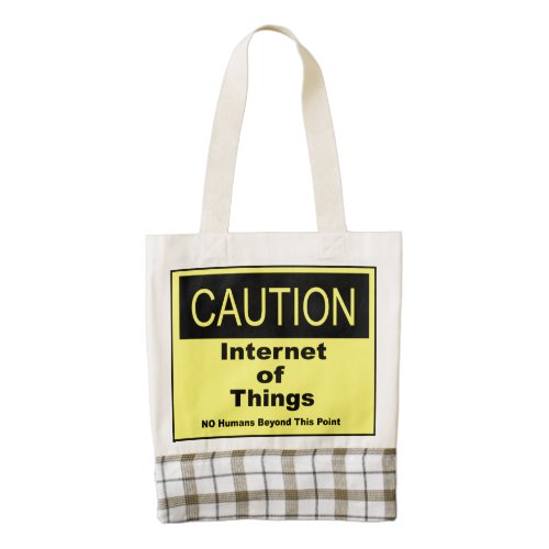 Internet of Things IoT Caution Warning Sign Zazzle HEART Tote Bag