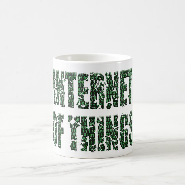 Internet of things with an overlay of binary code  coffee mug (Center)