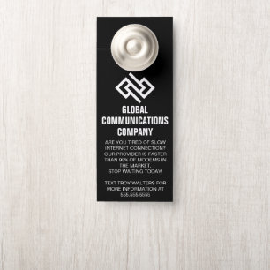 Internet Provider Computer Company Black Marketing Door Hanger