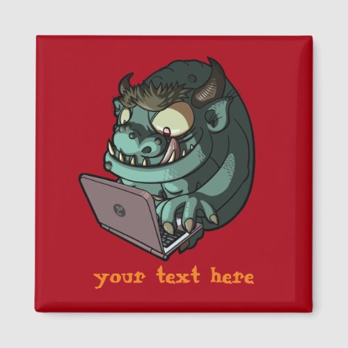 Internet Troll On Laptop Trolling The Web Cartoon Magnet