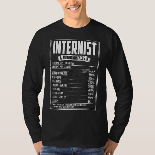 Internist Nutrition Facts T_Shirt