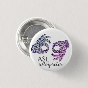 "Interpreter" American Sign Language (Ombré) Button