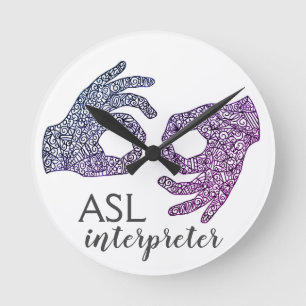 "Interpreter" American Sign Language (Ombré) Clock