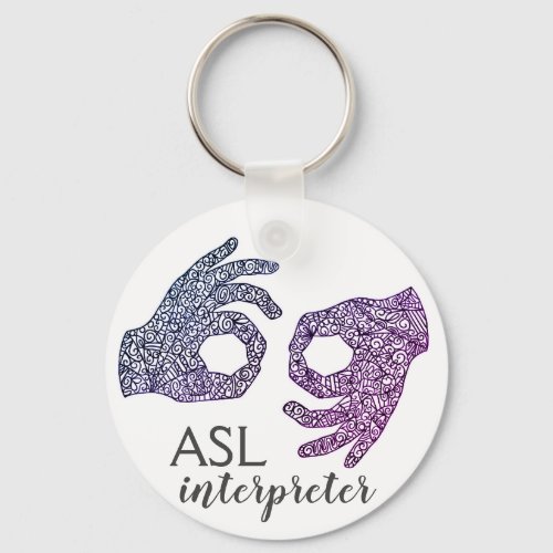 Interpreter American Sign Language Ombr Keychain