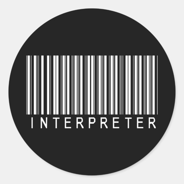 Interpreter Bar Code Classic Round Sticker (Front)