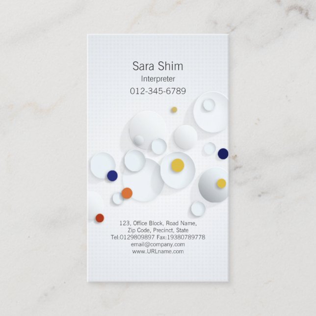Interpreter Business Card 3D Dots Scatter (Front)