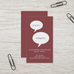 Interpreter Custom Color Speech Bubble Business Card