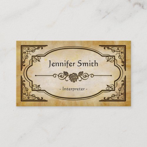 Interpreter _ Elegant Vintage Antique Business Card