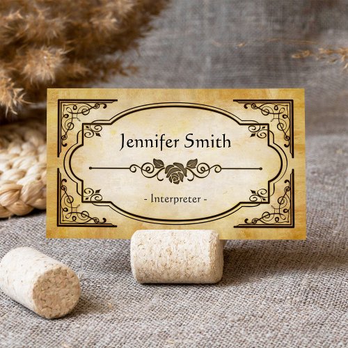 Interpreter - Elegant Vintage Antique Business Card