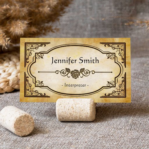 Customizable Interpreter - Elegant Vintage Antique Business Card