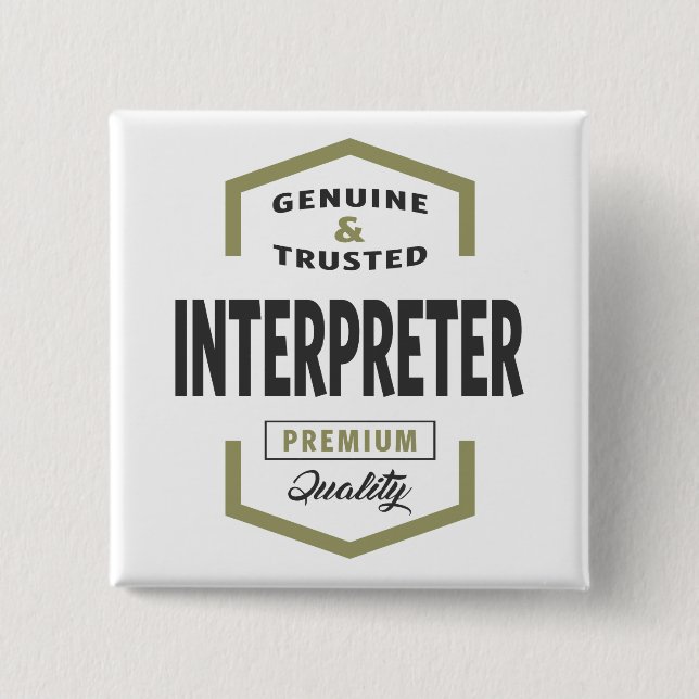 Interpreter Logo Gift Ideas. Pinback Button (Front)