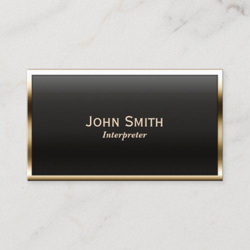 Royal Gold Border Interpreter Business Card