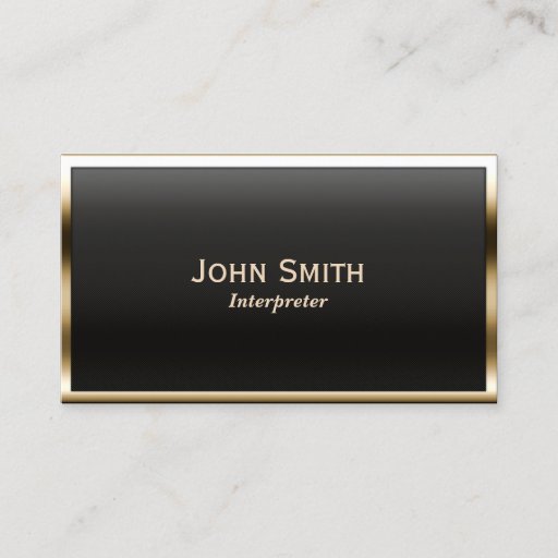 Customizable Royal Gold Border Interpreter Business Card