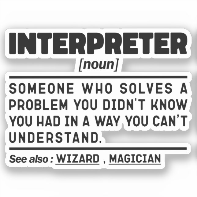 Interpreter Noun Translation Specialist Linguist  Sticker (Front)
