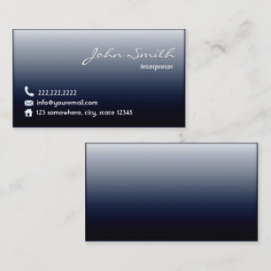 Interpreter Professional Navy Blue Business Card