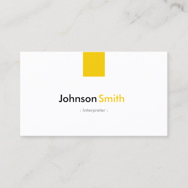 Interpreter - Simple Amber Yellow Business Card (Front)