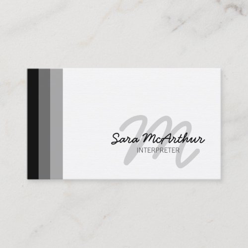 Interpreter Special SkillsServices CursiveMonogram Business Card